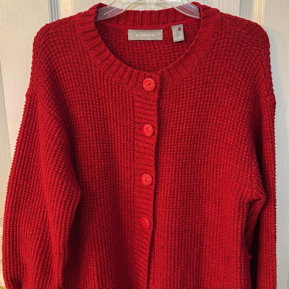 Liz Claiborne Red Cardigan Sweater XL - Picture 4 of 4